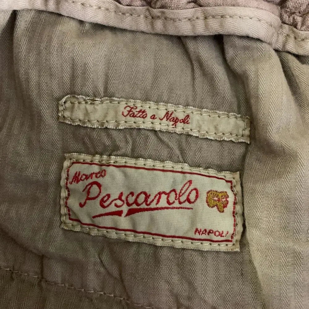 MARCO PESCAROLO Size 32 Brown Grey Dyed Linen Elastic Waistband Casual Pants